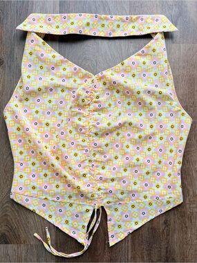 MILK & HONEY | Y2K | Floral Halter Top | Retro Ruched | Tie Front Tank | Pastel